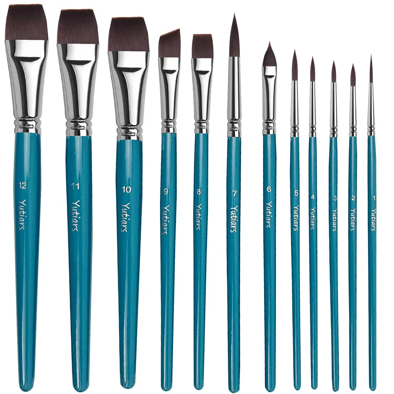 12/21pcs Professional Face Painting Brush Set with Nylon Bristles, Wooden Handle, Versatile for Watercolor & Embossing