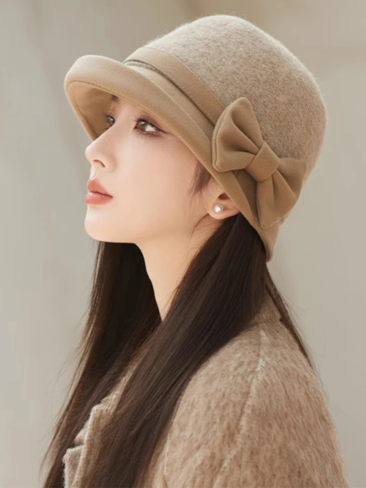 

Hebe Sle шерстяная шляпа Fierman, женская осенне-зимняя шерстяная шапка Ele Knot Small Fraance Sle Ladylike