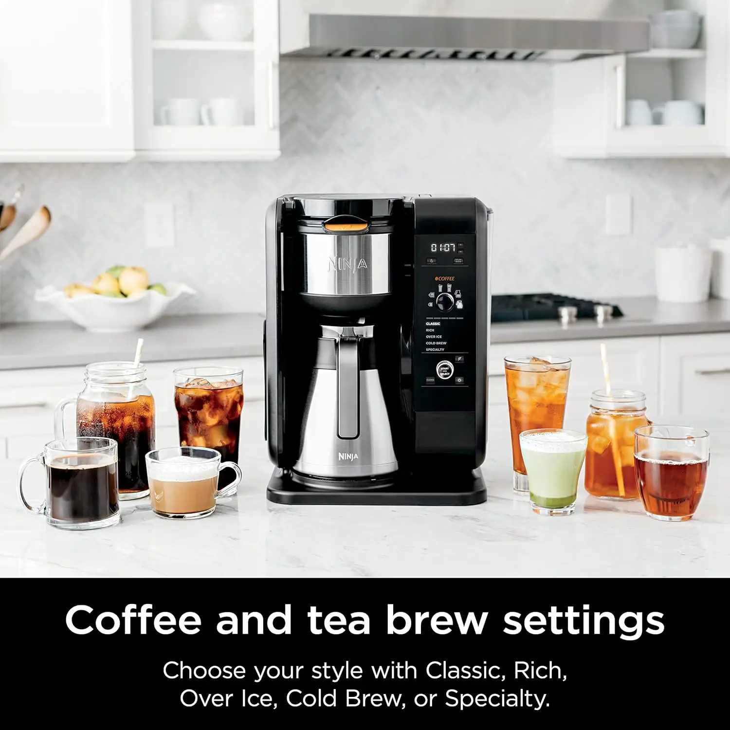 Tea & Coffee Maker, with Auto-iQ, 6 Sizes, 5 Styles, 5 Tea Settings, 50 oz Thermal Carafe, Frother, Coffee & Tea Baskets