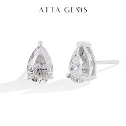 ATTAGEMS D VVS1 Color Pear Cut 1CT 1.5CT Moissanite Stud Earrings for Women 100% S925 Sterling Silver Engagement Wedding Jewelry