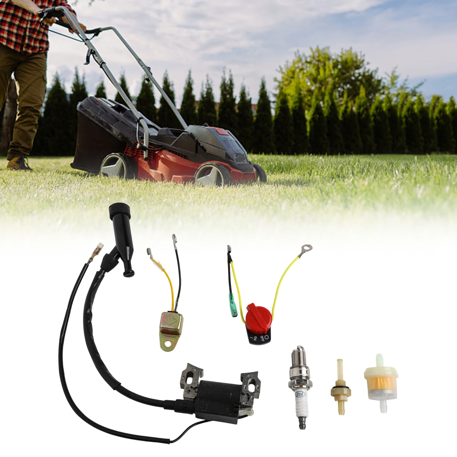 Lawn Mower Parts Ignition Coil Kit 30500-ZE1-043 30500-ZE1-053 30500-ZE1-063 For Honda GX200 6.5HP Replacement Part