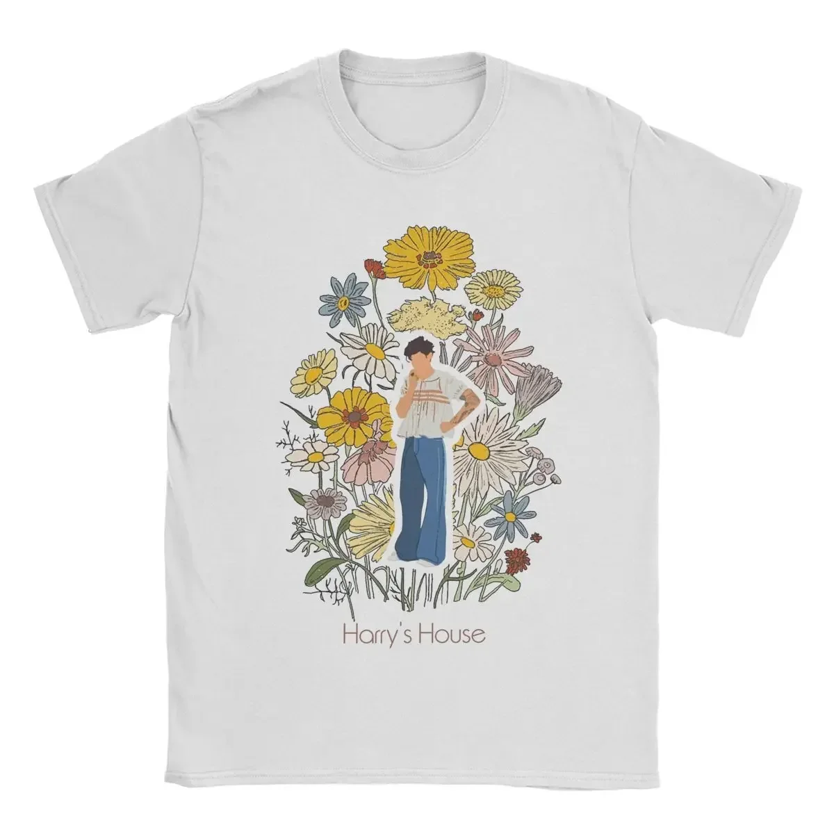 Short Sleeve Clothes Summer Men Pure Cotton Vintage T-Shirt O Neck Tee Shirt  Harrys Style Fruit Man With Flowers T Shirt 2024