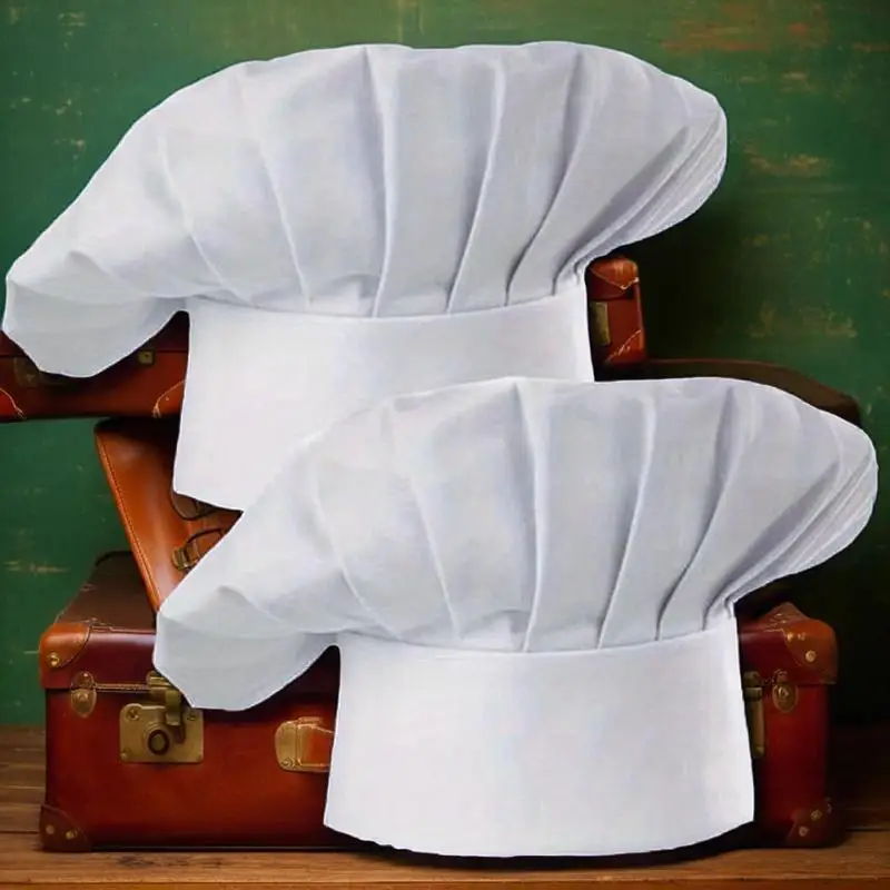 2pcs Adult Chef Hat Pack Adjustable Elastic Baker Cap for Kitchen Cooking Suitable for Catering Schools Colleges Restaurants