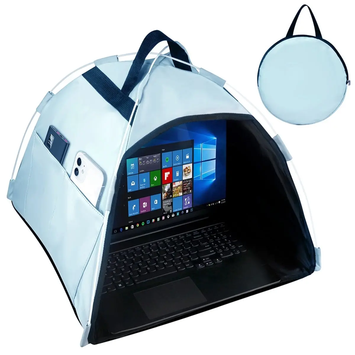 OKgood Portable Laptop Sun Shade Foldable Laptop Tent for Working Outside Computer Privacy Hood Heat UV Reflective Waterproof