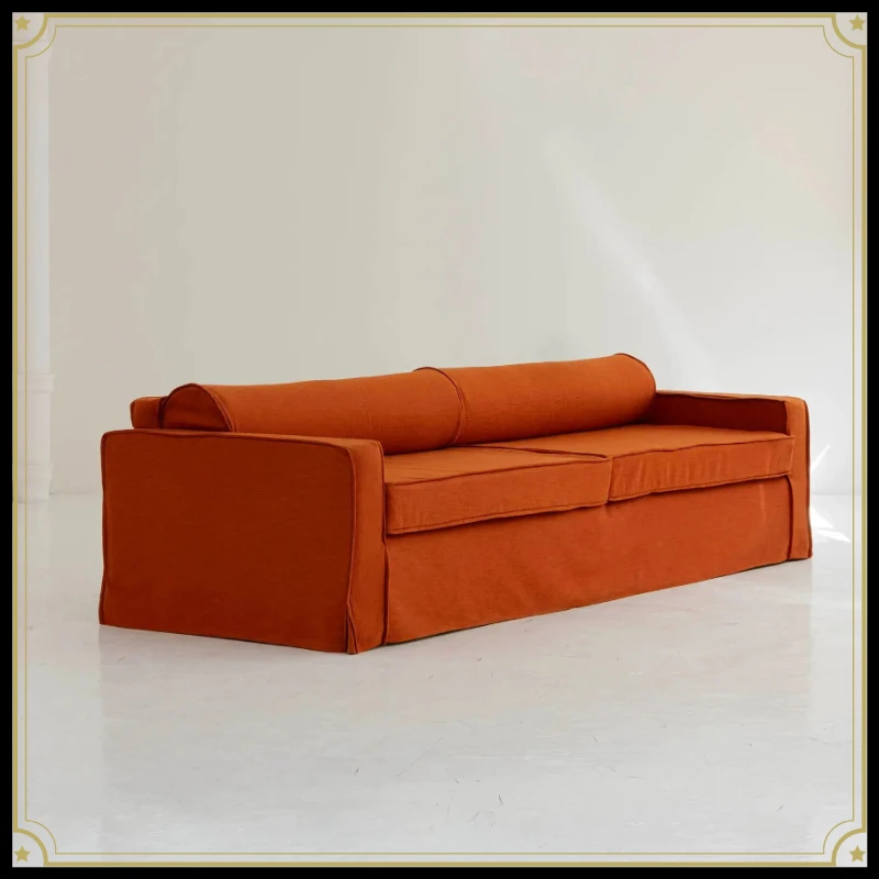 X-S  Medieval style removable and washable fabric sofa living room small apartment homestay straight row HG