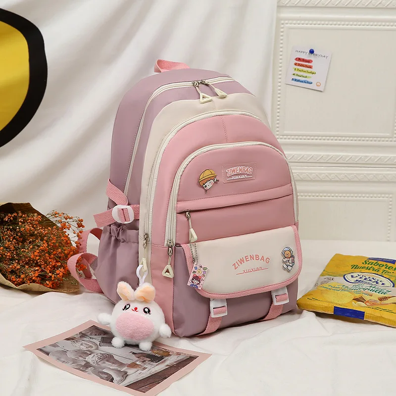 大容量かわいい女性マルチポケットナイロンバックパックイン中学生スクールバッグ女性ガールバックパックラップトップブック