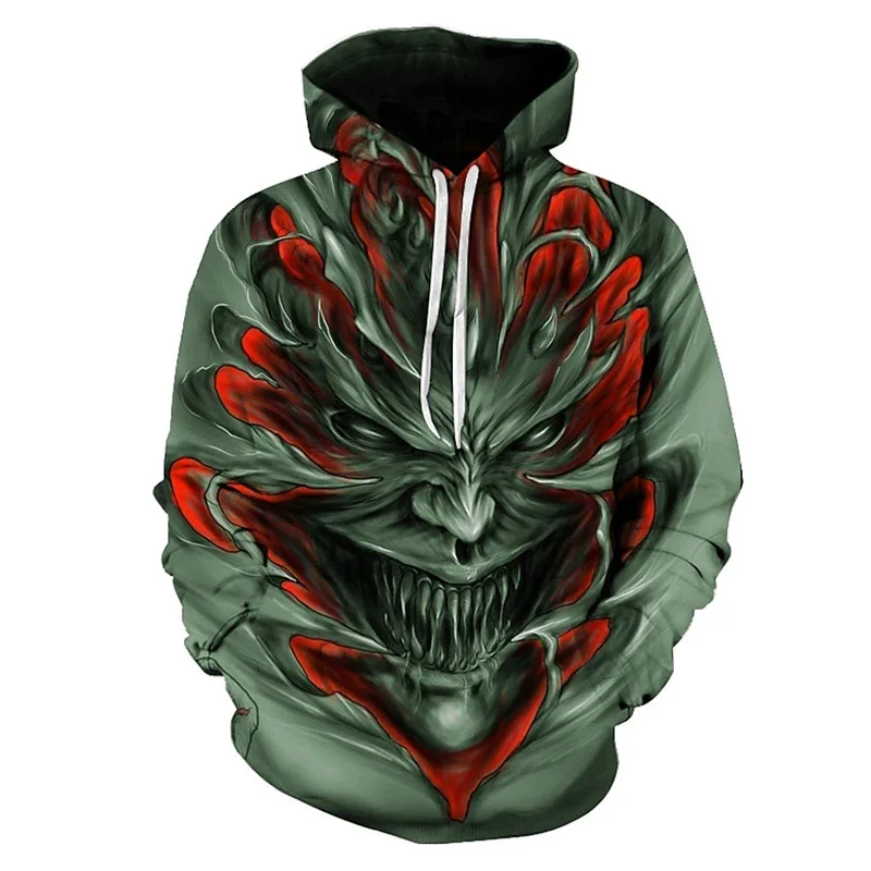 

2024 Autumn Scary Skull 3D Print Hoodies Men Women Fashion Casual Sweatshirts Oversized Hoodie Pullovers Tracksuit Kids Clothing