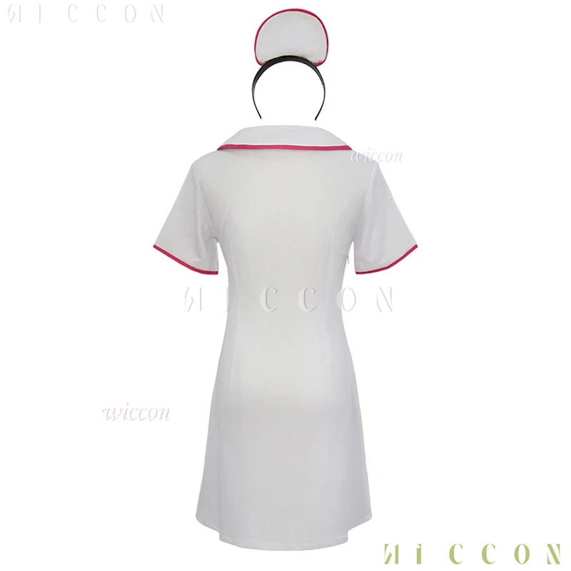 アニメマキマコスプレセクシーなナースチェーンソーマンコスプレ衣装ドレスナースキャップかつら手袋ストッキングハロウィンコスチューム女性のための