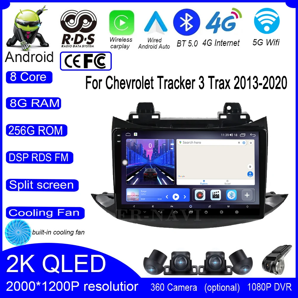 

9 lnch Android 14 For Chevrolet Tracker 3 Trax 2013-2020 Car Radio Multimedia Player Video GPS DSP IPS Navigation 4G Let