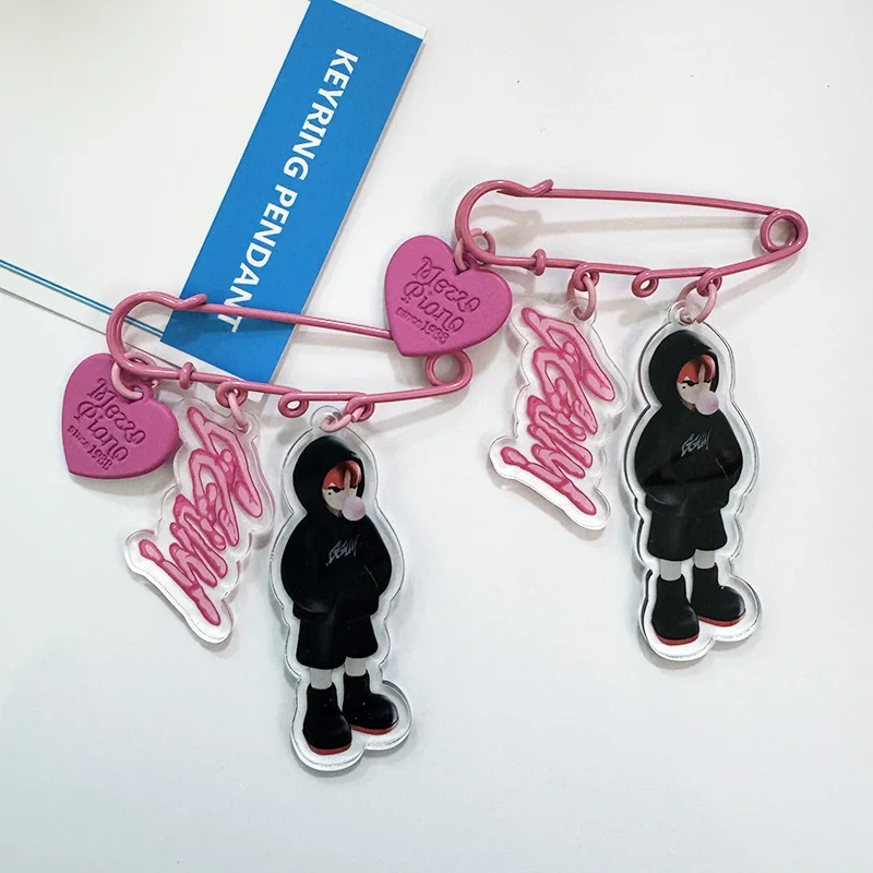 2Pcs/Set KPOP ATEEZ Acrylic Keychain Cartoon Keyring Pendant MINGI Wooyoung Yeosang Seonghwa San Bag Accessories Fans Collection