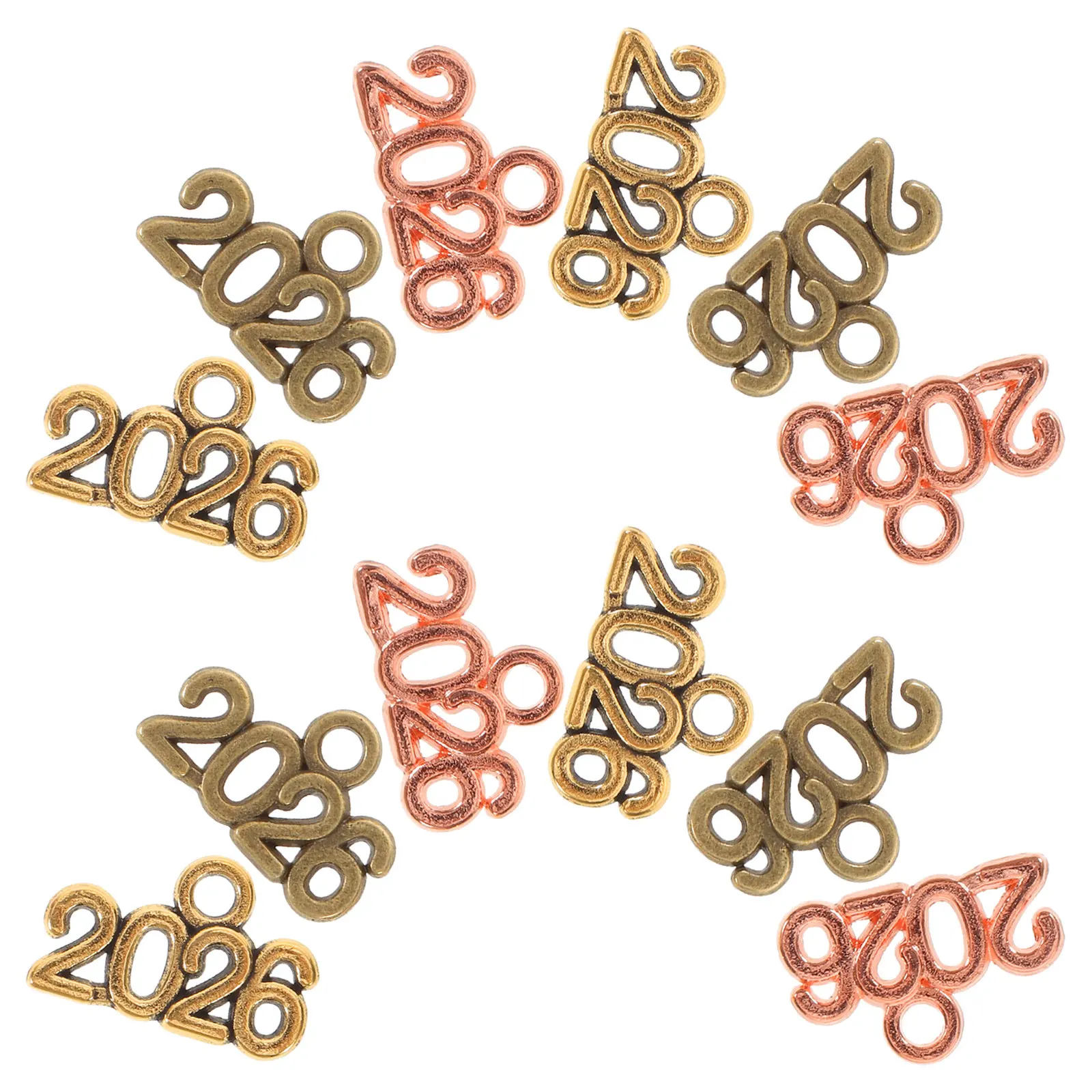 100Pcs Alloy 2026 Number Charms DIY Necklace Keychain Pendants Jewelry Findings for Graduation New Year Party Craft Accessories