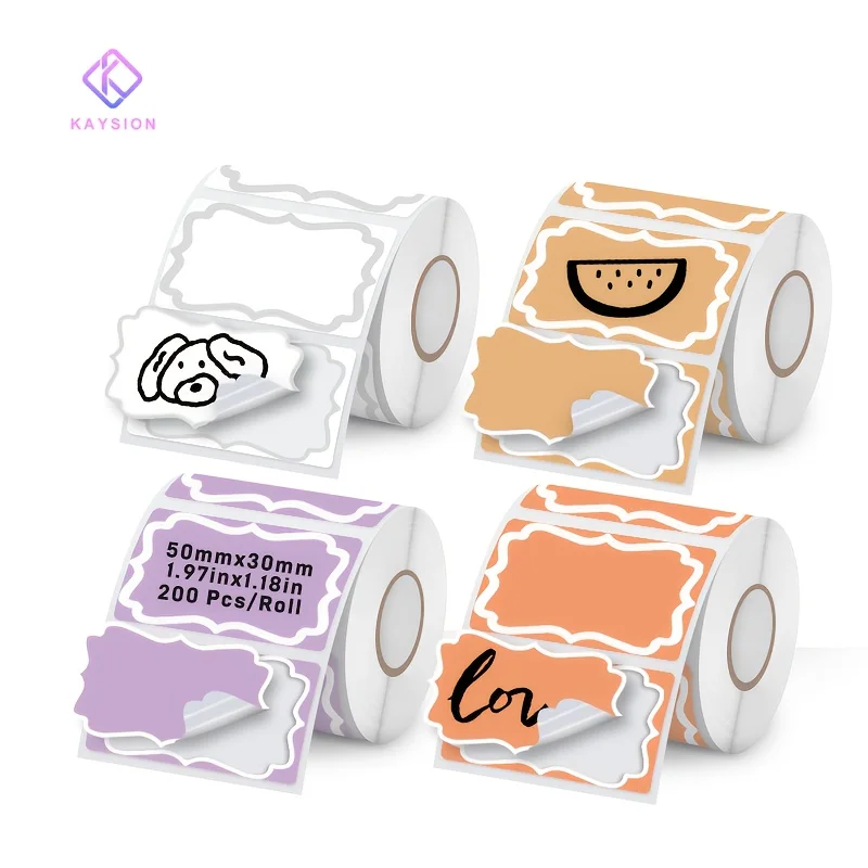3/4 Rolls Four‑Color Thermal Labels 200Pcs/Roll Self‑Adhesive Printable Stickers for Small Business Home Office DIY