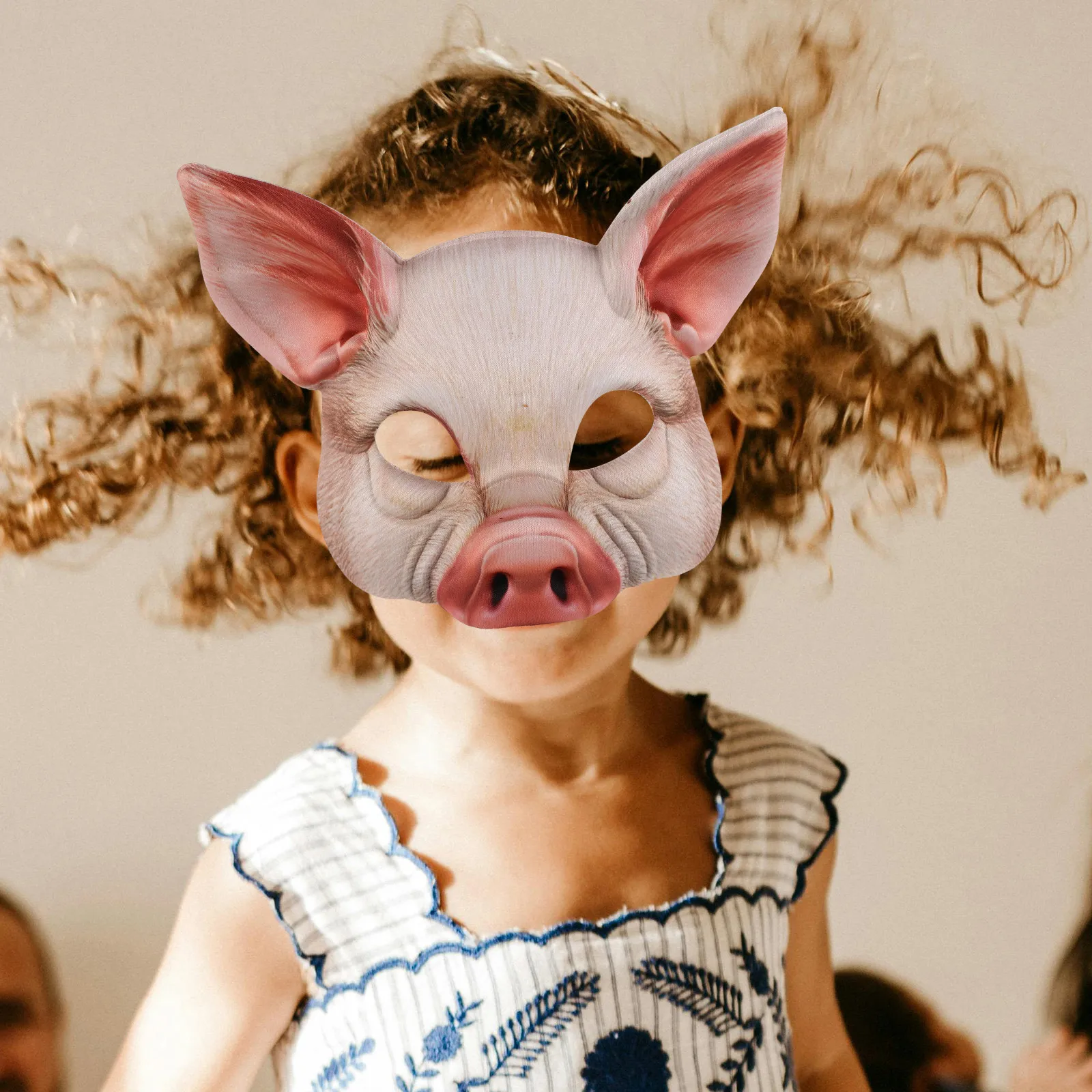 

2Pcs Pink Pig Mask Half Face Animal Mask for Masquerade Ball Halloween Carnival Party Fancy Dress Cosplay Costume Accessory