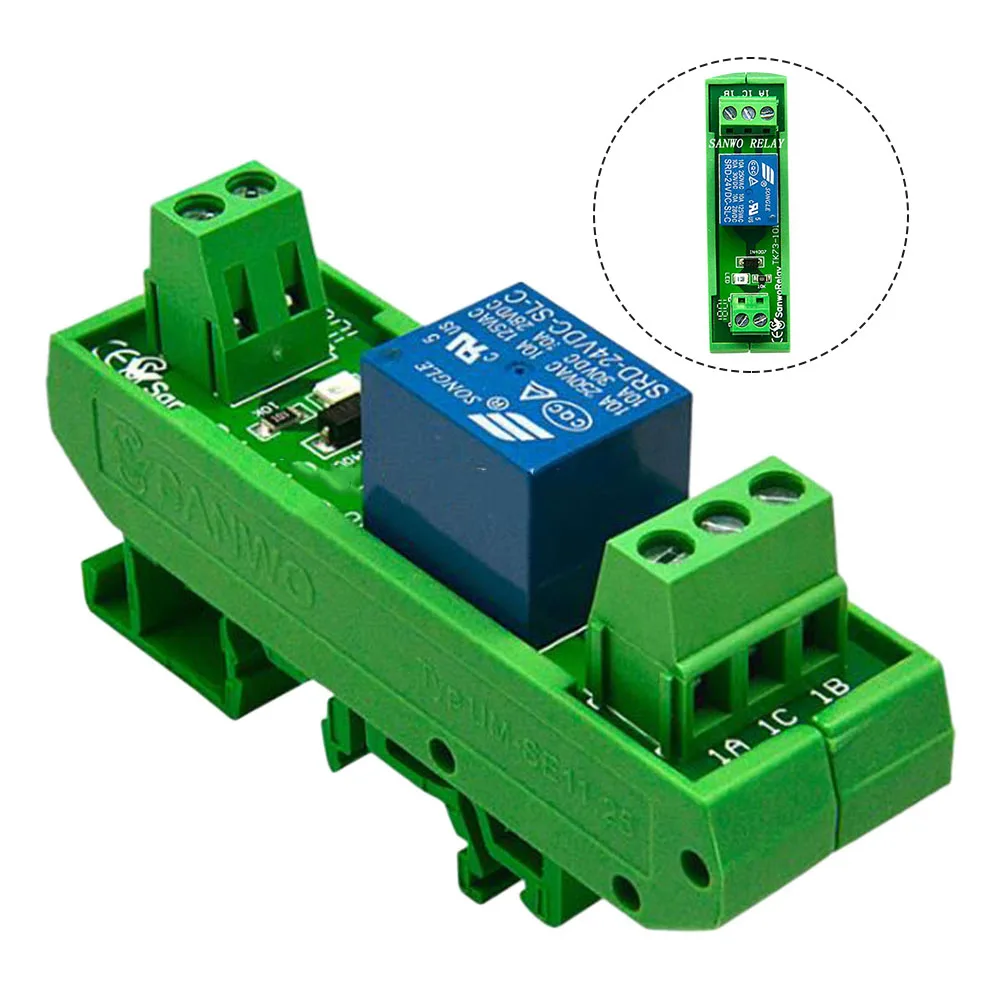 1pc Din Rail 1 Channel Relay Board5/12/24V Relay Status Indication LED TS15/28/35 Interface Electromagnetic Relay Accessories