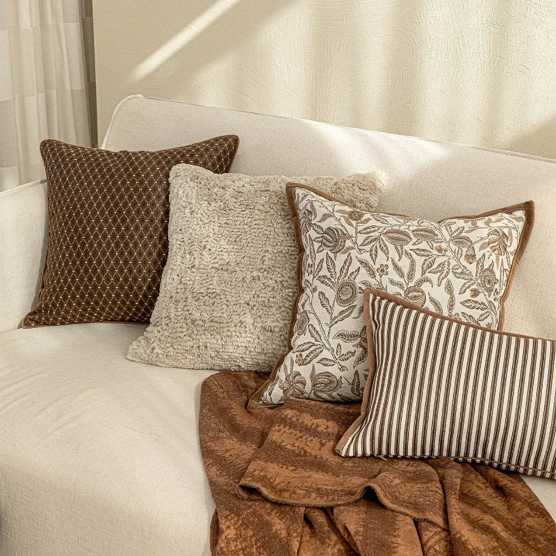 30X50/45X45CM Medieval Throw Pillow Cover Brown Coffee Homestay Cushion Cover Decor Home Decorative Pillowcase