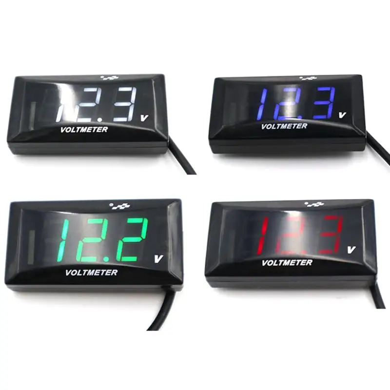 Motorcycle DC 10-150V Digital Voltmeter With Bracket LED Display Waterproof Voltage Tester Battery Moniter Electromobile Gauge