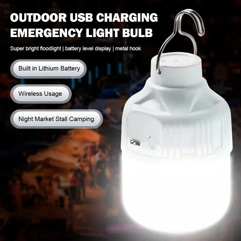 Super Bright LED Camping Light Rechargeable LED Flashlight Outdoor Portable Lantern With Portable Hook And 3 Lighting Modes