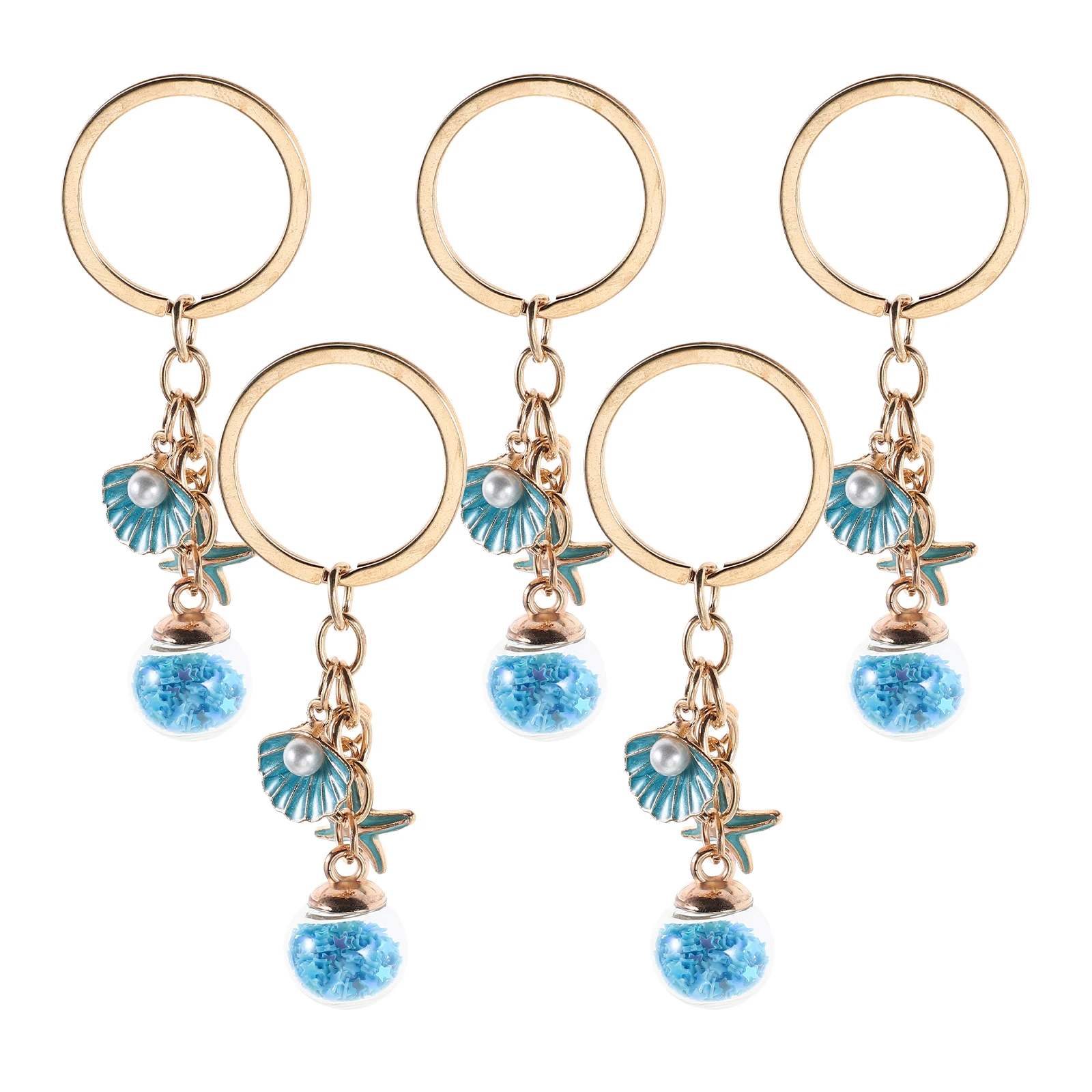 

5pcs Seashell Keychain Pendant Ocean Style Bag Charm Durable Lightweight Coastal Accessories For Women Handbags Backpacks
