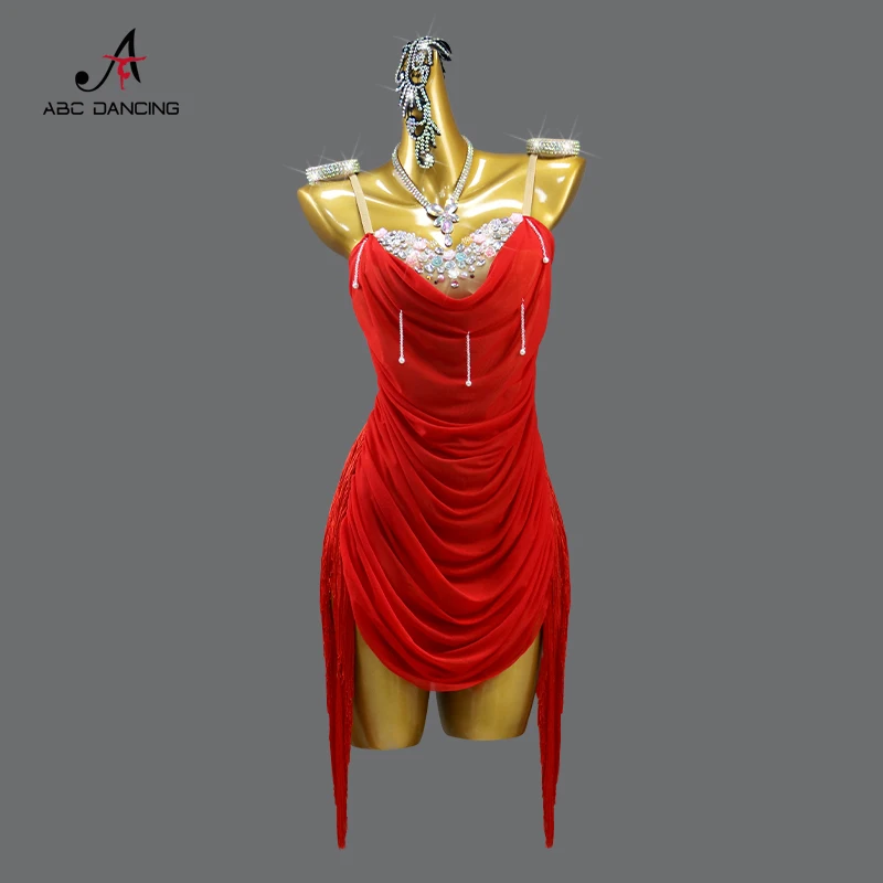 

Dress For Dancing Girls Costume Women Latin American Clothes Standard Ballroom Skirt Line Wear Suit Evening Practice Stage Samba