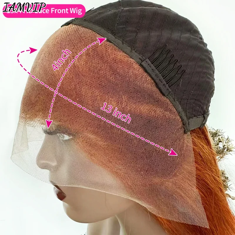 34 Zoll Ingwer Orange Farbe 13x6 volle Spitze Front Perücken Wasser lockige Echthaar Perücken 13x4 HD transparente Deep Wave Spitze Frontal Perücke