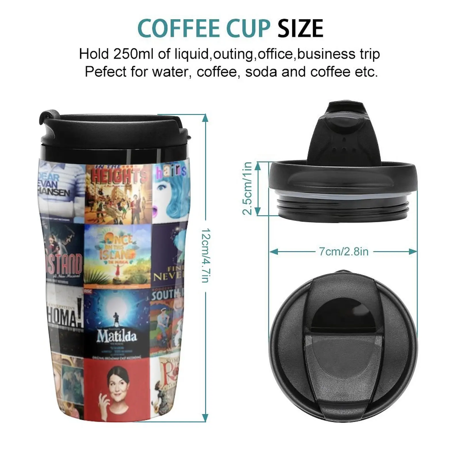 New musicals collage Travel Coffee Mug Coffee And Tea Butterfly Cup