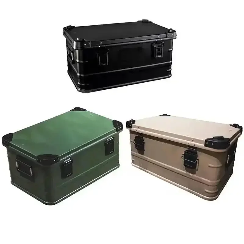 

Outdoor Camping Equipment 47L Capacity Suitcase Trunk Aluminum Magnesium Alloy Storage Car Box Self Driving Travel Portable Case