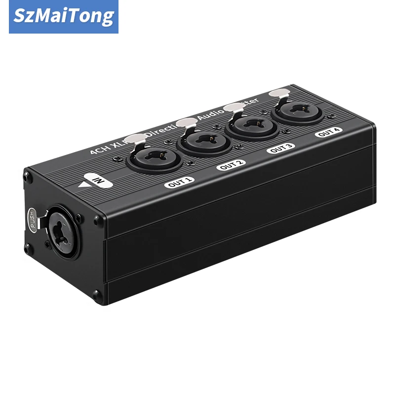 1 Input 4 Output Passive XLR Splitter Box 3 Pin Balanced Audio Signal Splitter No External Power Required