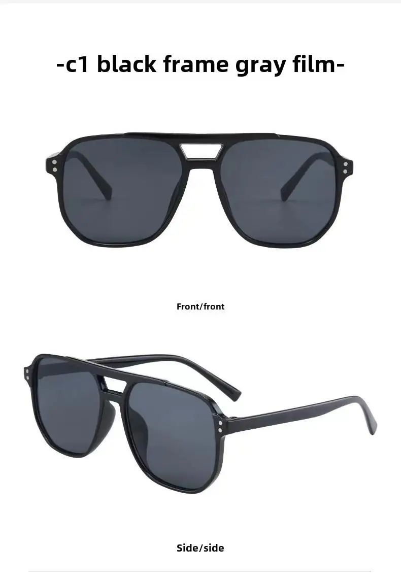 2025 neue trendige Damen-Sonnenbrille, UV400-Sonnenschutz, Anti-Ultraviolett, Unisex-Brille, elegante Doppelstrahl-Pilot-Linse – Detail 5