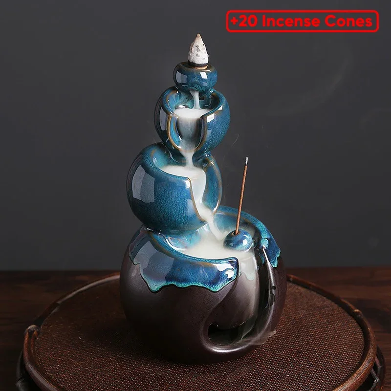 

Ceramic Flowback Incense Stove Artistic Conception Waterfall Decoration Incense Stove Handicrafts Yoga Incense