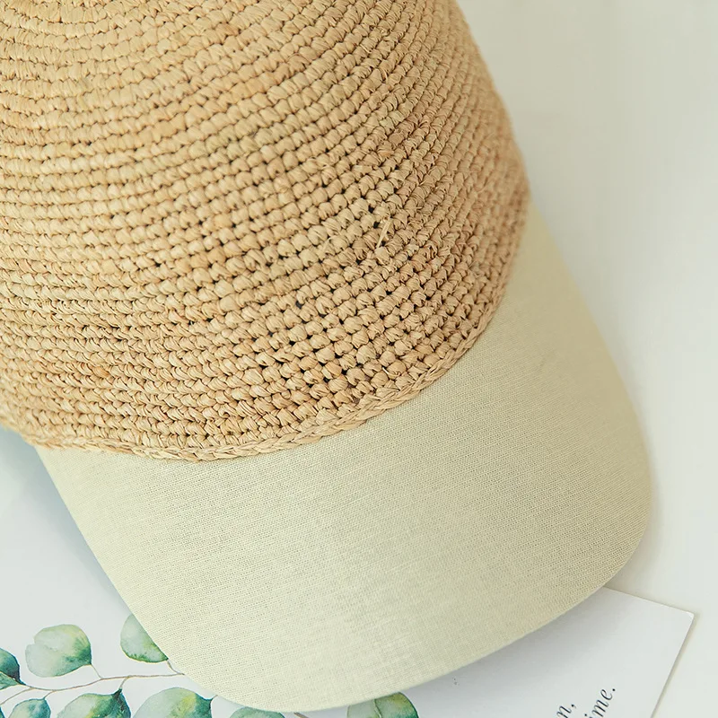 Women\'s fashion bow raffia baseball cap hat street outing shopping sunhat handmade crochet holiday hat rebound cap visor hat