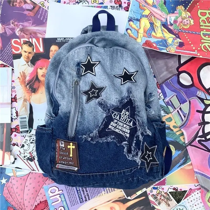 Individuality 2024 Y2K Backpacks All Match Large Capacity Vintage School Bags New Trendy Chic Stars Subculture Pack Bolsa