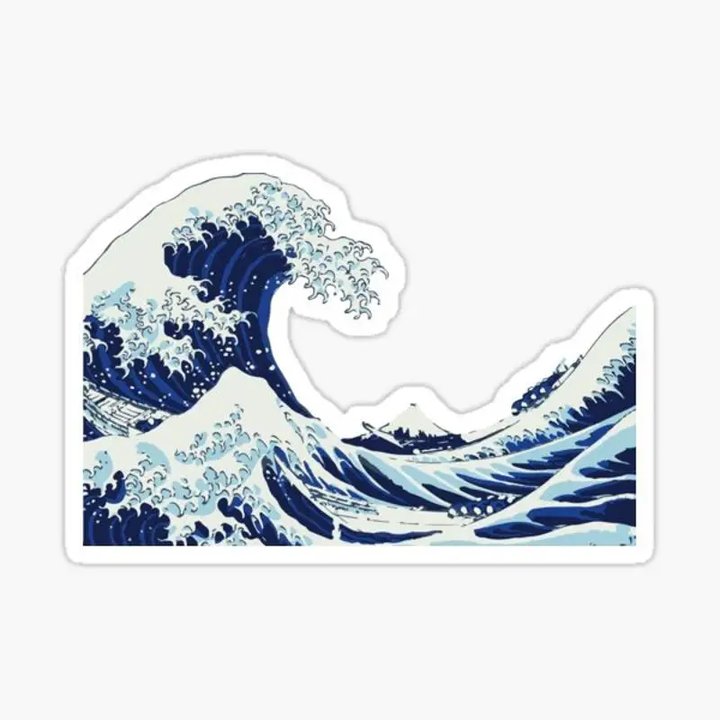 The Big Wave Cartoon Art Sticker, Décoration pour ordinateur portable, Chambre à coucher, Voiture, Mignon, Valise publique à la mode