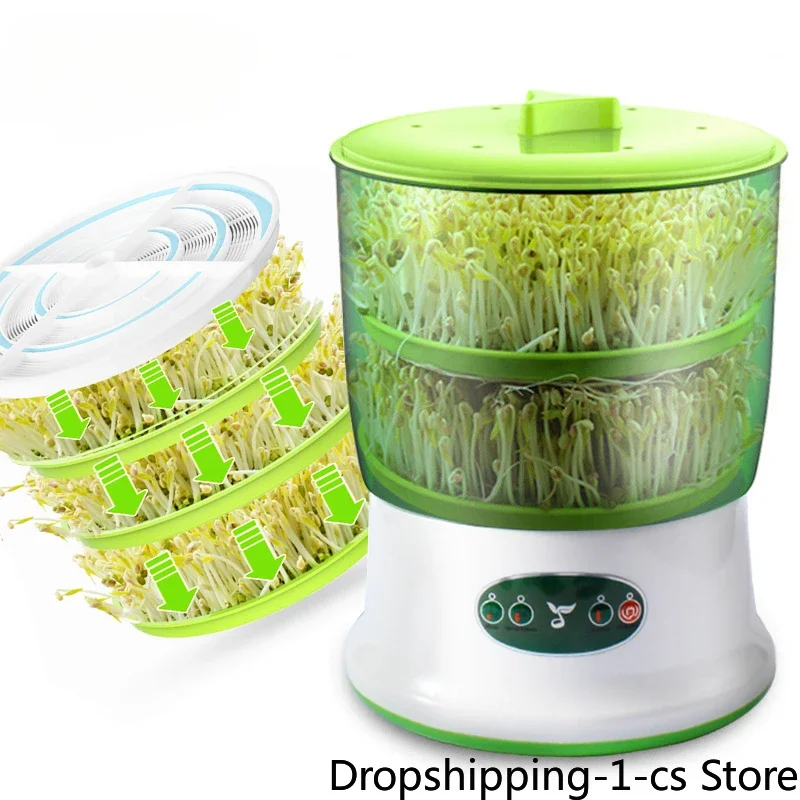 Intelligent Bean Sprouts Maker Thermostat Green Vegetable Seeds Growth Bucket Automatic Electric Sprout Buds Germinator Machine