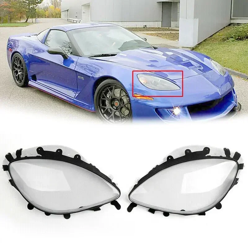 For Corvette C6 2005-2013 Clear Headlight Lens Cover Headlamp Shell with Gaskets Auto Head Lamp light Cover