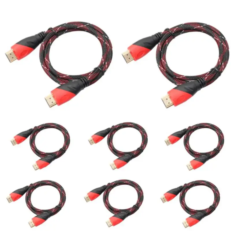 High Speed Cable HDTV Black And Red Braided Compatible Cable High Male to Male Video Connection Cable