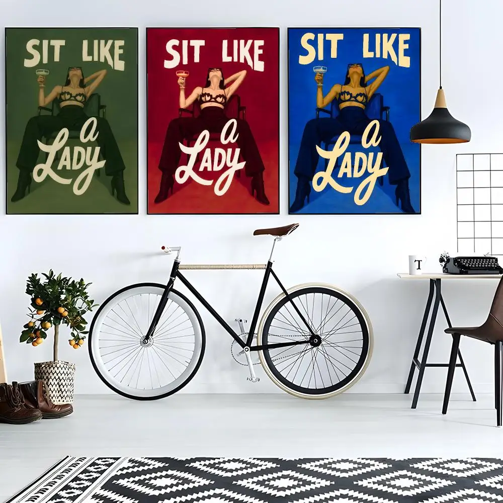 Elegant Poised S-Sit Like A Lady Poster Modern Living Room Artwork & Beautiful Home Decor Style
