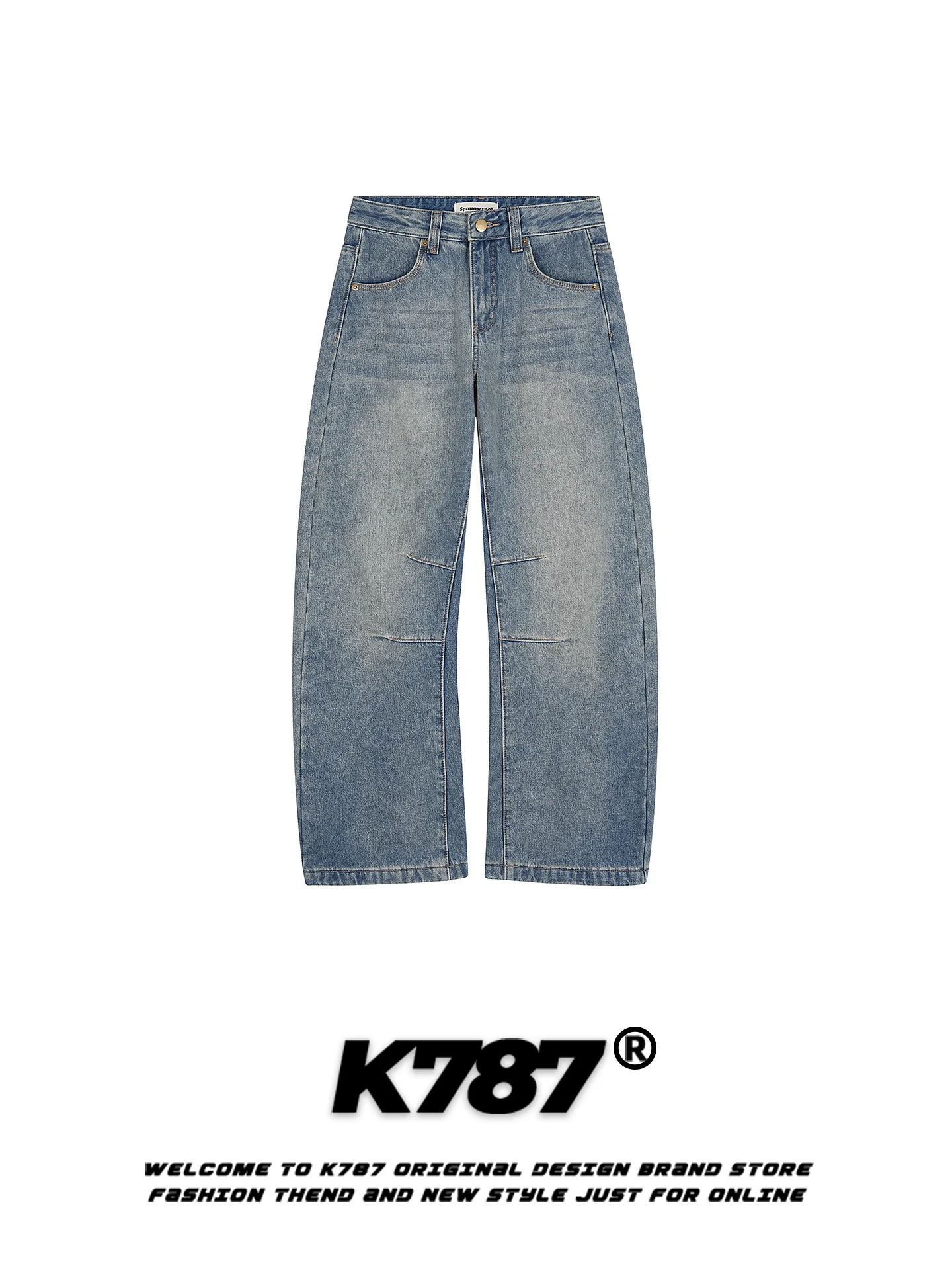 

Джинсы K787 в американском ретро-стиле, свободные, повседневные, широкие, с эффектом похудения, длинные брюки, модные прямые штаны