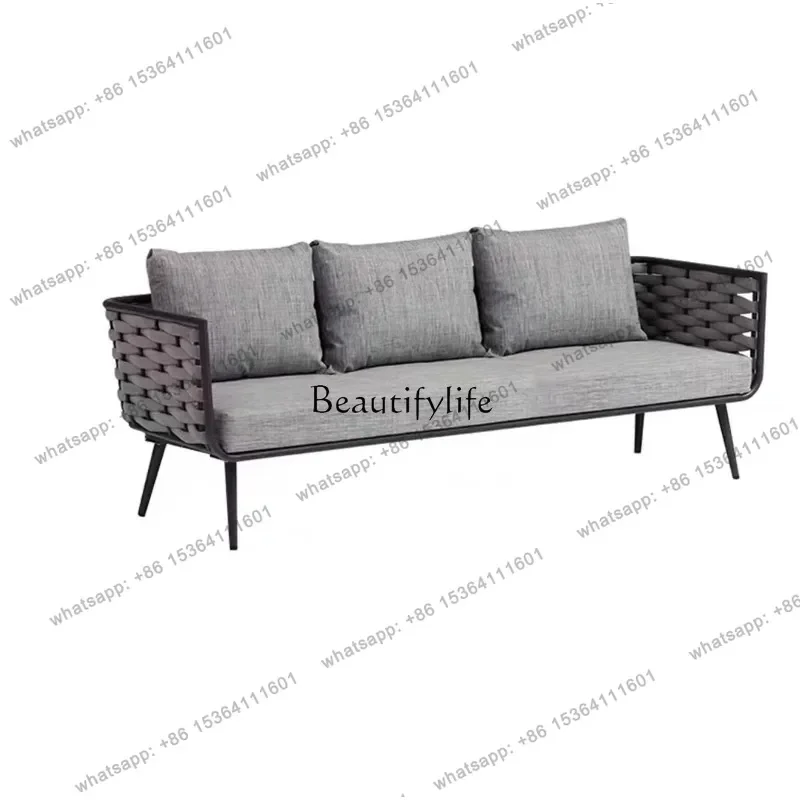 Customizable Outdoor Sofa Coffee Table Nordic Rattan Furniture Waterproof And Sunscreen