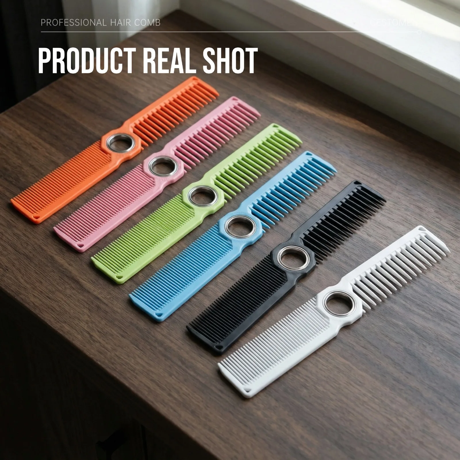 1 Stück Neuer Pro Fidget Spinning Barber Fade Haarschneidekamm für Männer und Frauen, Doppelseitiger Breit-Feinzahn-Friseurkamm, Styling-Werkzeug – Detail 16