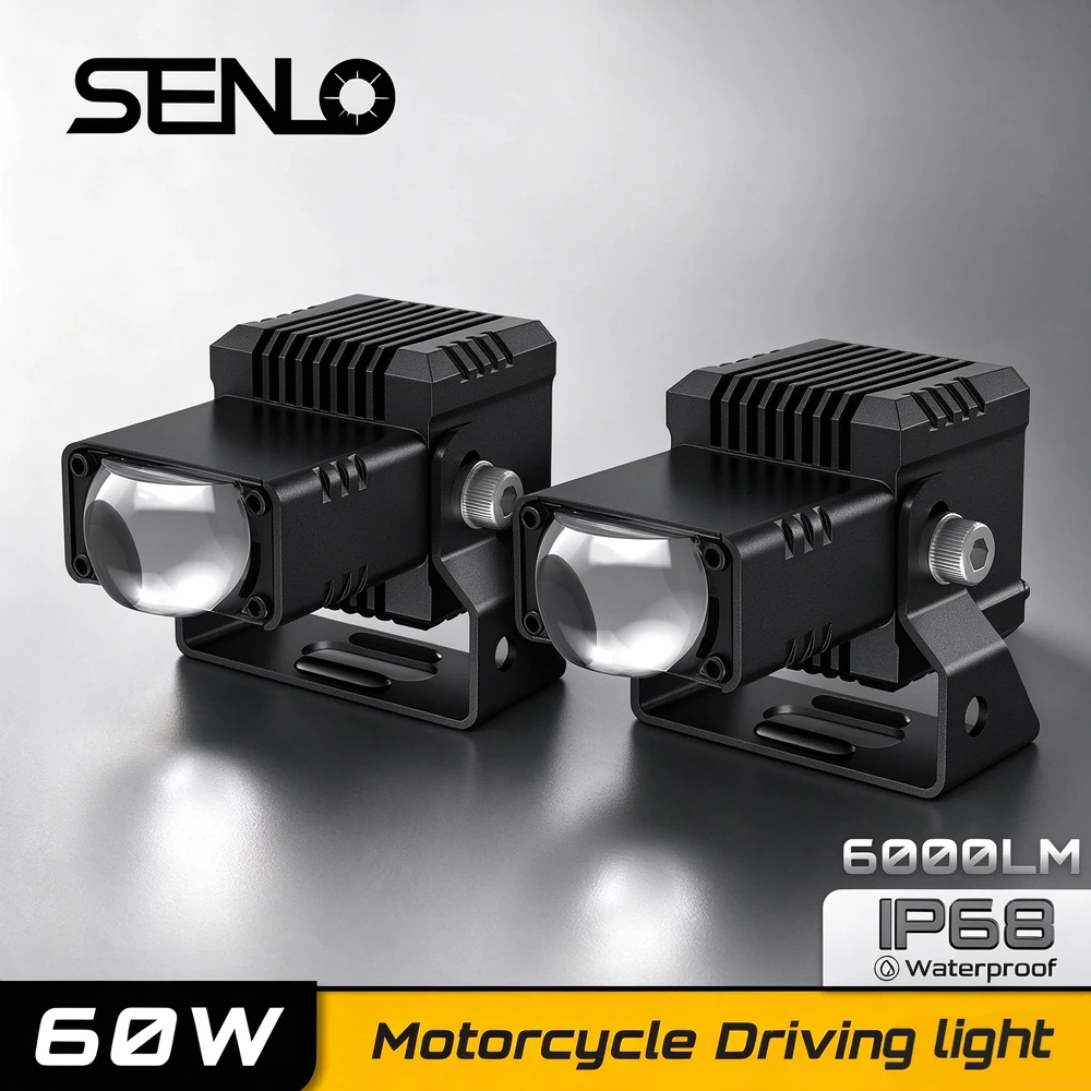 60W/pair Senlo T1GT Motorcycle LED driving light 6000LM Auxiliary Headlight  Fog Lamps 3000k/6000k for ATV Truck Dirt Bike SUV