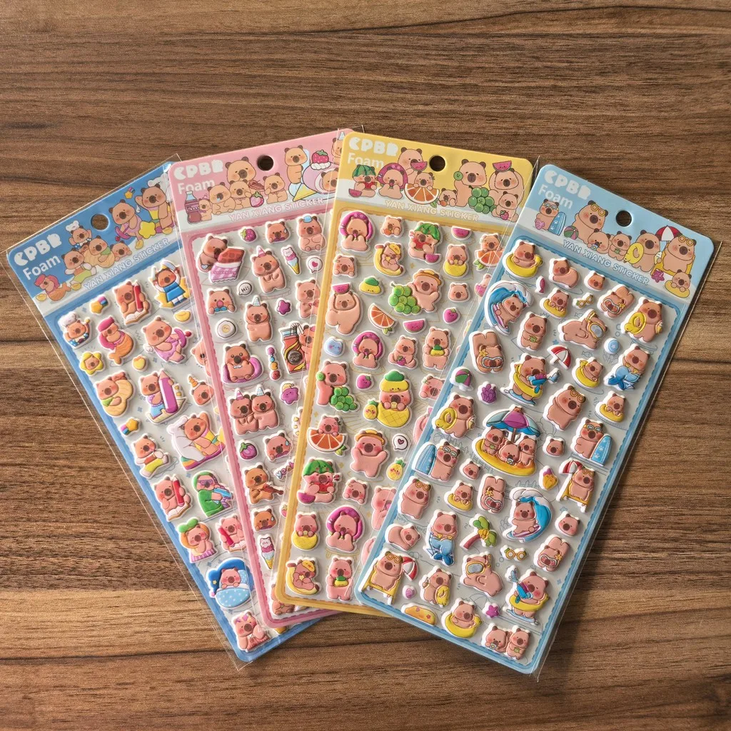 

4 Sheets CPBB Cute Bear Foam Stickers - Adorable Cartoon Bear Decals for DIY Crafts, Notebooks & Gift Decor LanLanStickersWorld