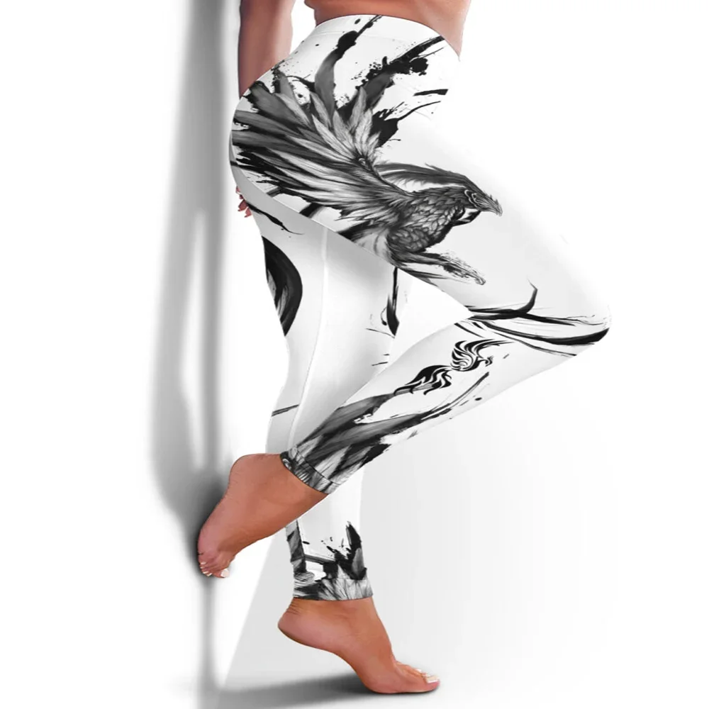 Pantalon de yoga moulant ajouré pour femmes, Leggings et débardeur ajourés, imprimés 3D, Art de tatouage, phénix, à la mode, décontracté, nouvelle collection