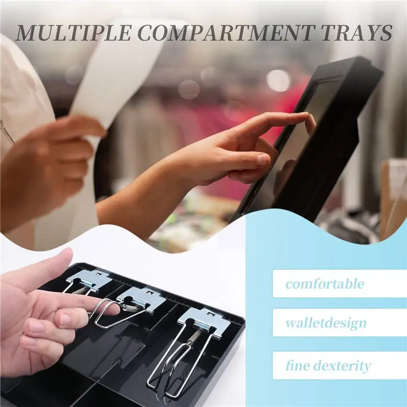 AT63-3-Grid Money Cash Coin Register Insert Tray Replacement Cashier Drawer Storage Register Tray Box Classify Store