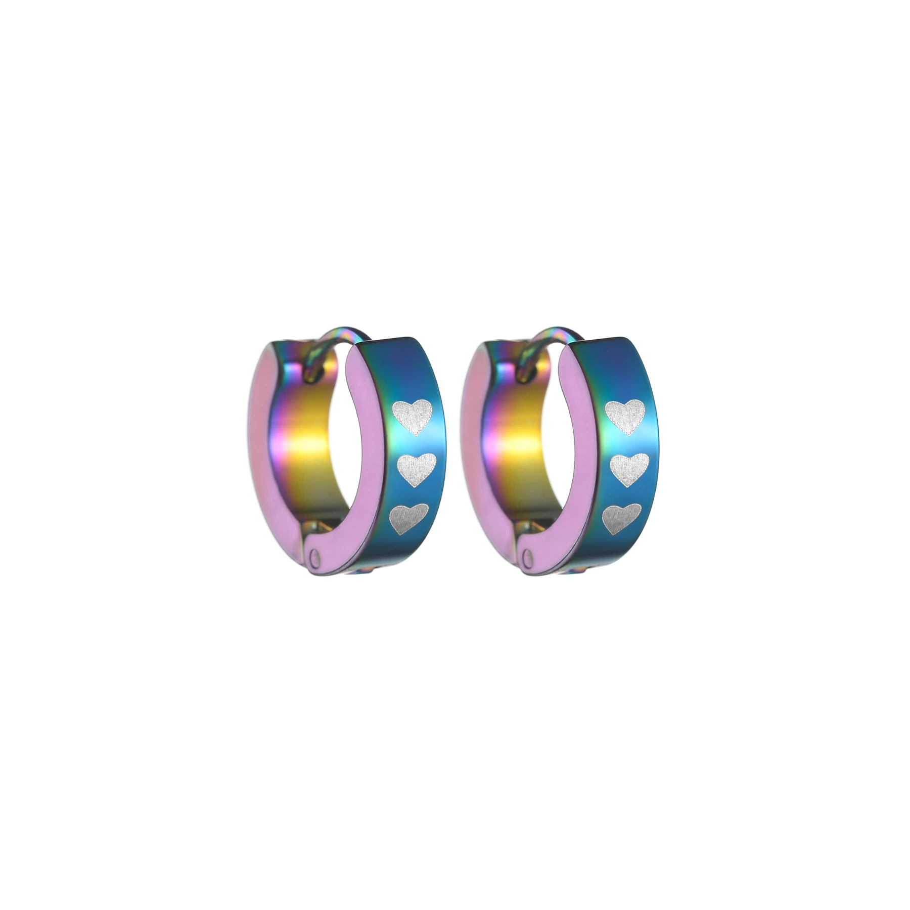 1 Pair Love Heart Pattern Stainless/Titanium Steel Stud Earrings For Men Women Gothic Street Pop Hip Hop Ear Jewelry Gifts