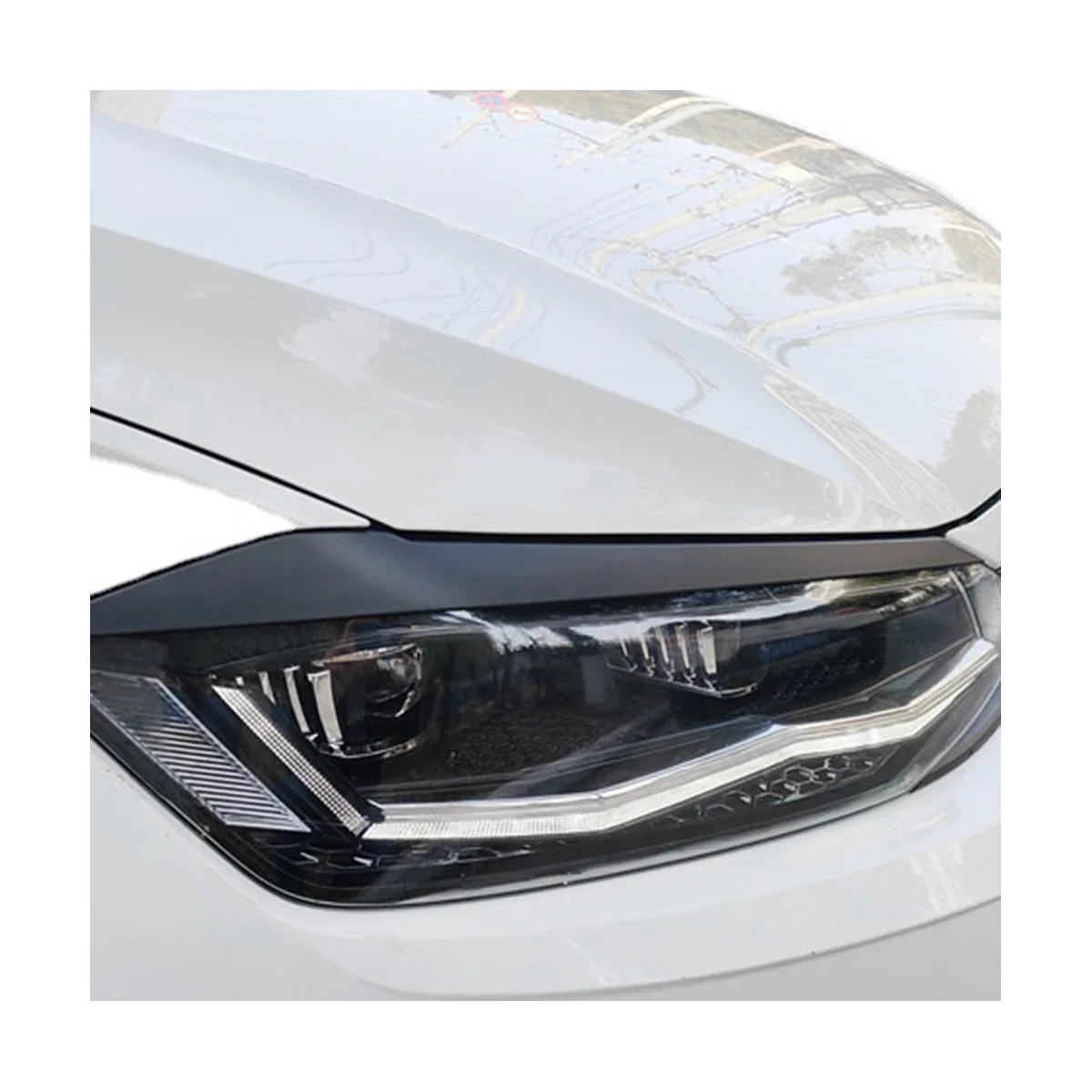 1Pair Front Headlight Eyelids Eyebrow Trim Sticker for VW Polo 2019-2022 Molding Lamp Eyebrow Strips Lid Cover B