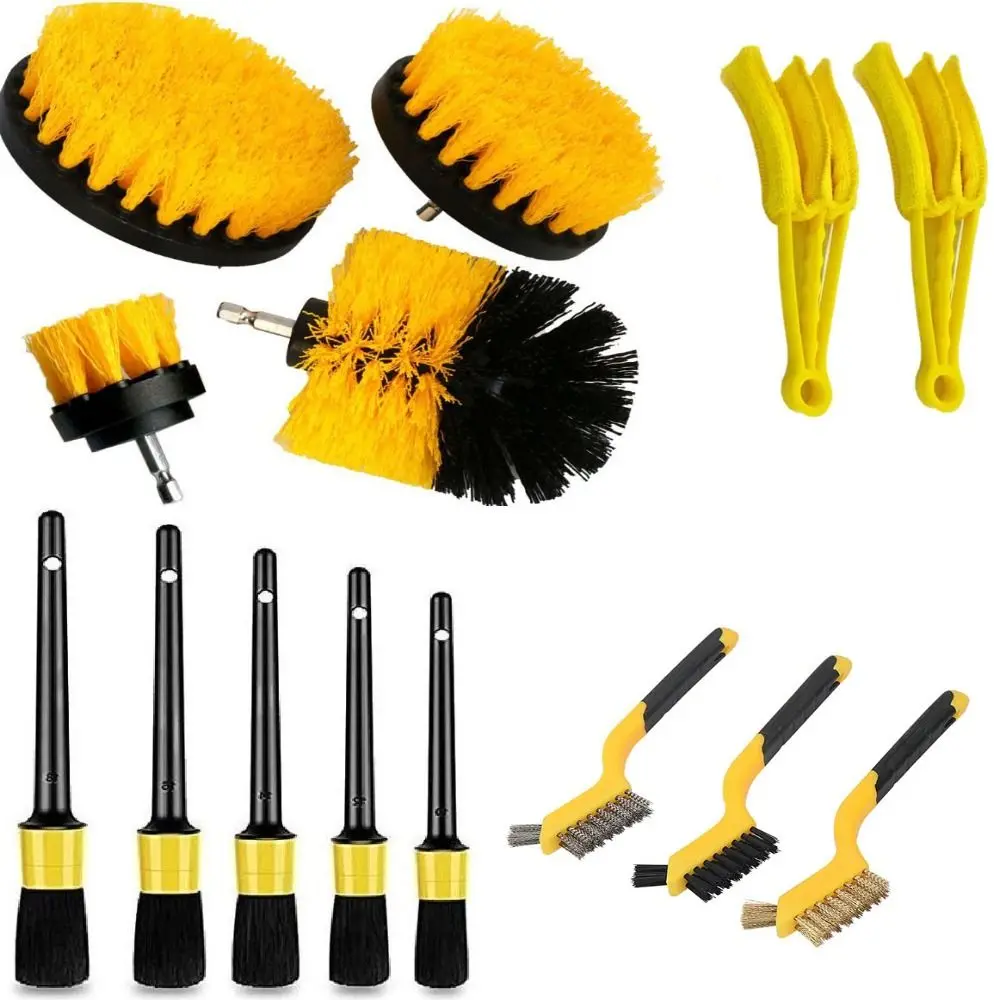 Car Beauty Rust Remover Drill Brush Deep Cleaning PP Car Brushes Durable Multi-function Detailing Brush Set Car Wash Brush