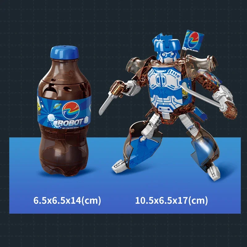Cartoon Deformation Robot Simulated Bottled Soda Deformed Robot Action Figures Mecha Warrior Creative Model Toy Educational Toy
