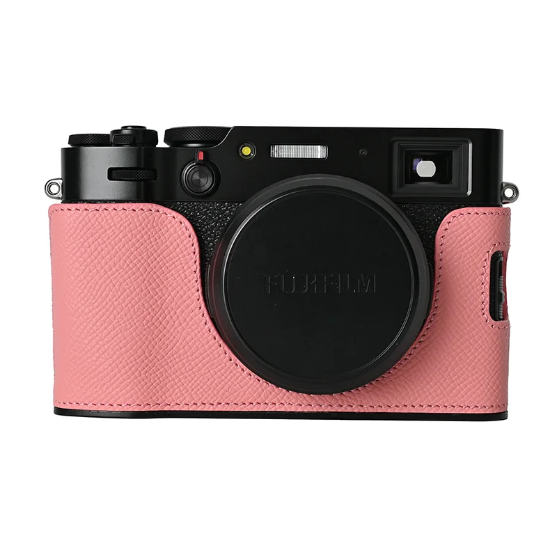 Alloy Plate Camera Bag Genuine Leather Case Half Body Base Protector for Fujifilm Fuji X100V Protective Opening Bottom Cover