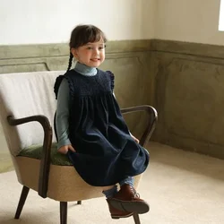Children Clothing Girls Dress 2025 New Autumn Corduroy Dress Korean Style Girls Baby Casual Simple Princess Sweet Sundress