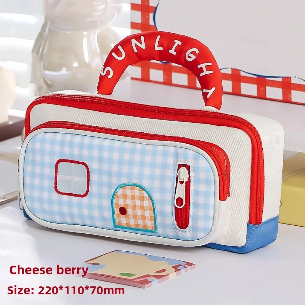 

Handheld Dopamine House Pencil Bag Cosmetics Storage Zipper Stationery Storage Bag Large Capacity Cute Pen Pencil Case Student